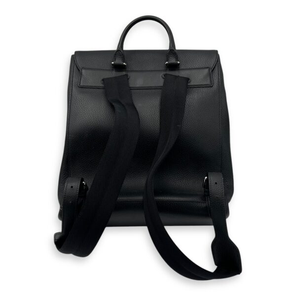 Flap Backpack Black in Calfskin, Silver hardware - Image 2