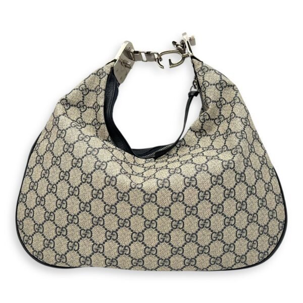 Attache Shoulder Bag Blue in Coated Canvas, Silver hardware - Image 2