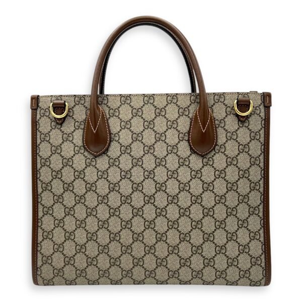 GG Supreme Brown Tote Bag in Interlocking GG Supreme, Gold hardware - Image 2