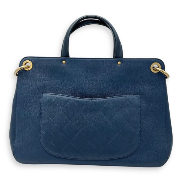 CC Lock Top Handle Bag Blue in Caviar Leather, Gold hardware - Image 2