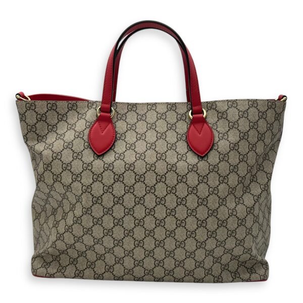 GG Supreme Snake Heart Grey Tote Bag in Coated Canvas, Silver hardware - Image 2