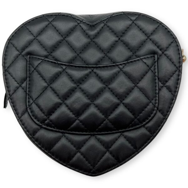 Heart Medium Black Crossbody Bag in Lambskin, Gold hardware - Image 2