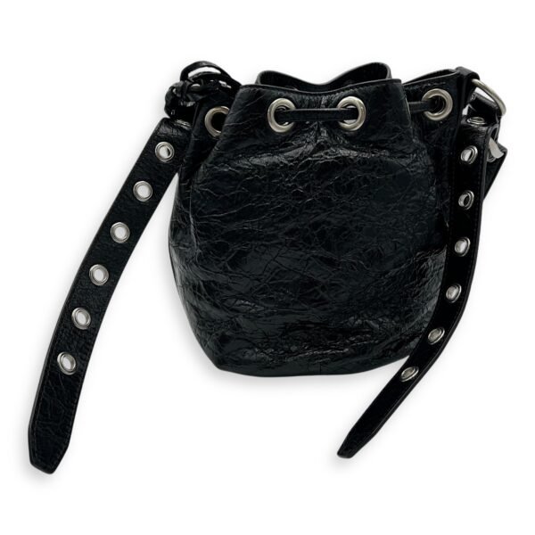 Le Cagole Bucket Bag Black in Lambskin, Silver hardware - Image 2