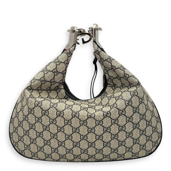 Attache Brown Shoulder Bag in Monogram Coated Canvas, Silver hardware - Image 2