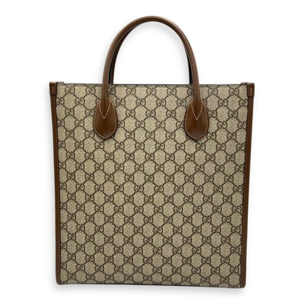 GG Supreme Tote Bag Brown in Monogram Coated Canvas, Gold hardware - Image 2