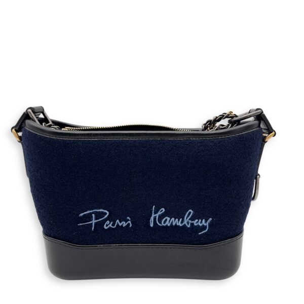 Gabrielle Small Blue Crossbody Bag in Felt Fabric, Mixed hardware - Image 2