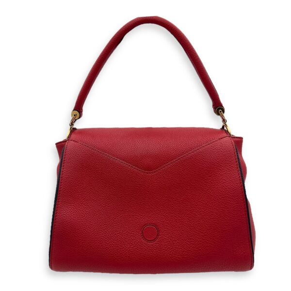 Double V Top Handle Bag Red in Calfskin, Gold hardware - Image 2