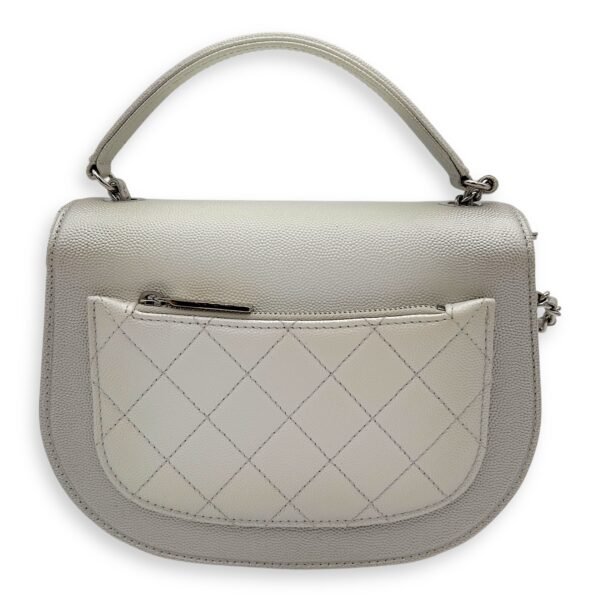 Coco Curve Top Handle Bag White in Caviar Leather, Silver hardware - Image 2
