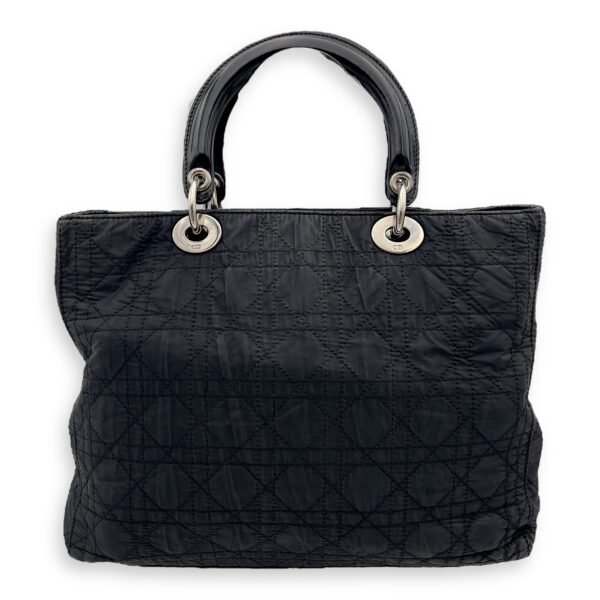 Lady Dior Black Top Handle Bag in Nylon, Silver hardware - Image 2