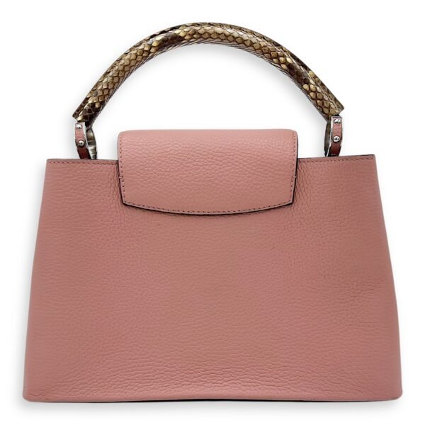 Capucines PM Pink Top Handle Bag in Taurillon Leather, Silver hardware - Image 2