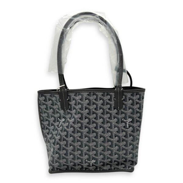 Anjou Tote Bag Grey in Coated Canvas, Silver hardware - Image 2