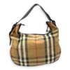 Glitter House Check Brown Shoulder Bag in Canvas, Silver hardware - Image 2