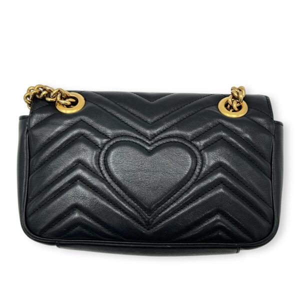 GG Marmont Mini Black Shoulder Bag in Calfskin, Gold hardware - Image 2