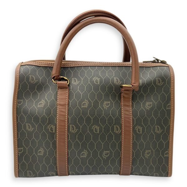 Honeycomb  Top Handle Bag Brown in Coated Canvas, Gold hardware - Image 2