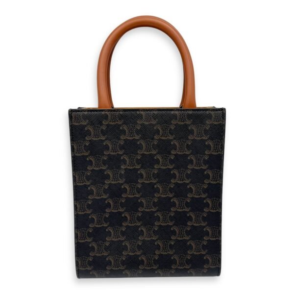 Cabas Triomphe Vertical Top Handle Bag Brown in Coated Canvas, Gold hardware - Image 2