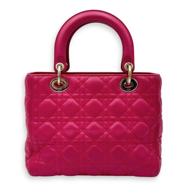 Lady Dior Medium Pink Top Handle Bag in Lambskin, Gold hardware - Image 2