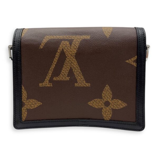 Dauphine Reverse Giant MM Brown Shoulder Bag in Coated Canvas, Silver hardware - Image 2