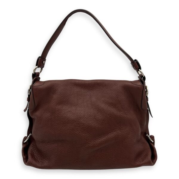 Gancini Shoulder Bag Brown in Calfskin, Silver hardware - Image 2