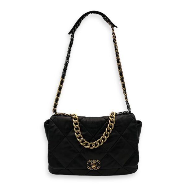C19 Maxi Black Shoulder Bag in Lambskin, Mixed hardware - Image 9