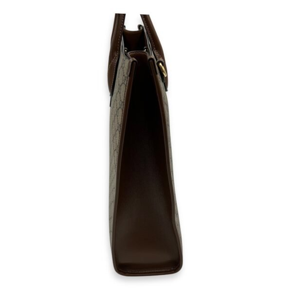 Interlocking G Brown Top Handle Bag in Coated Canvas, Gold hardware - Image 3
