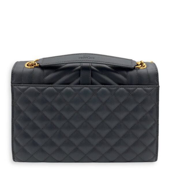 Envelope Shoulder Bag Grey in Caviar Leather, Gold hardware - Image 2