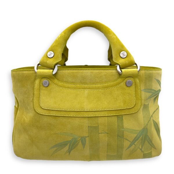 Chinese New Year Boogie Yellow Top Handle Bag in Suede Leather, Silver hardware - Image 6