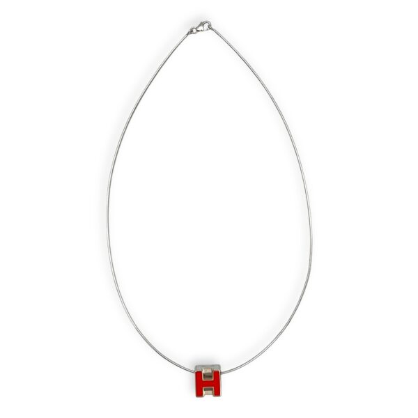 Cage H Orange Necklace in Lacquered, Silver hardware - Image 2