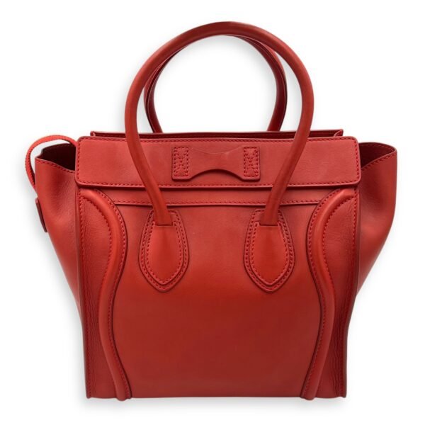 Luggage Top Handle Bag Micro Red in Calfskin, Gold hardware - Image 2