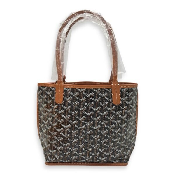 Anjou Top Handle Bag Black in Coated Canvas, Silver hardware - Image 2