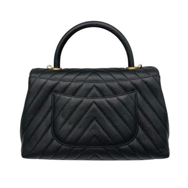Coco Medium Black Top handle Bag in Caviar Leather, Gold hardware - Image 2