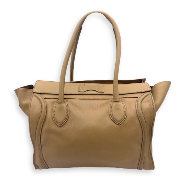 Luggage Shoulder Bag Beige in Calfskin, Gold hardware - Image 2