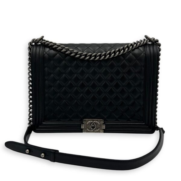 Boy Large Crossbody bag in Lambskin, Ruthenium Hardware - Image 12
