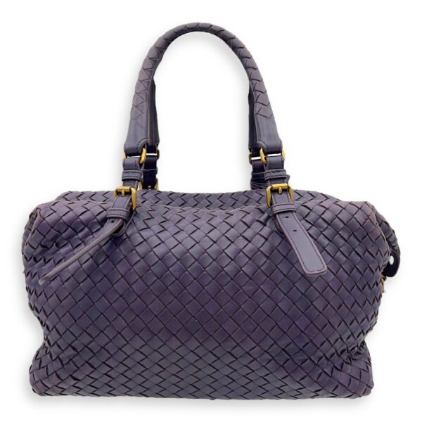 Boston Top handle bag in Intrecciato leather, Brushed Gold Hardware - Image 2