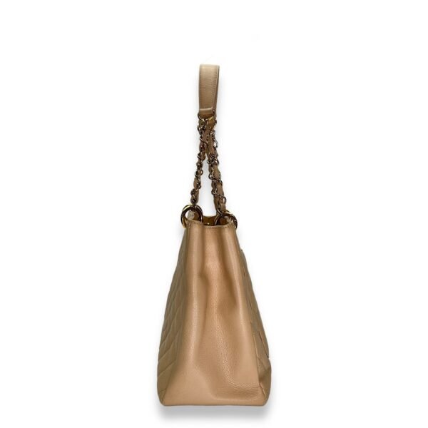 GST Beige Shoulder Bag in Caviar Leather, Gold hardware - Image 3