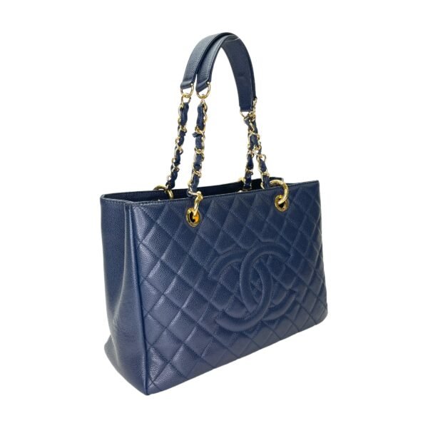 GST Medium Blue Tote Bag in Caviar Leather, Gold hardware - Image 3
