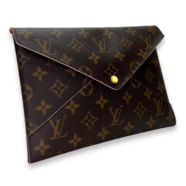 Kirigami Pouch Brown in Monogram Coated Canvas, Gold hardware - Image 3