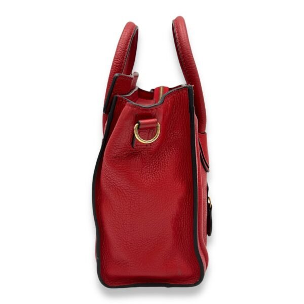 Luggage Crossbody Bag Nano Red in Calfskin, Gold hardware - Image 3