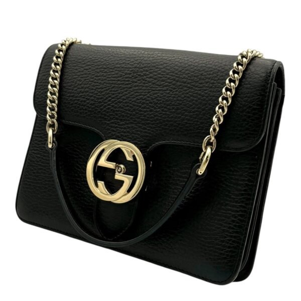 Interlocking G Shoulder Bag Black in Calfskin, Gold hardware - Image 3