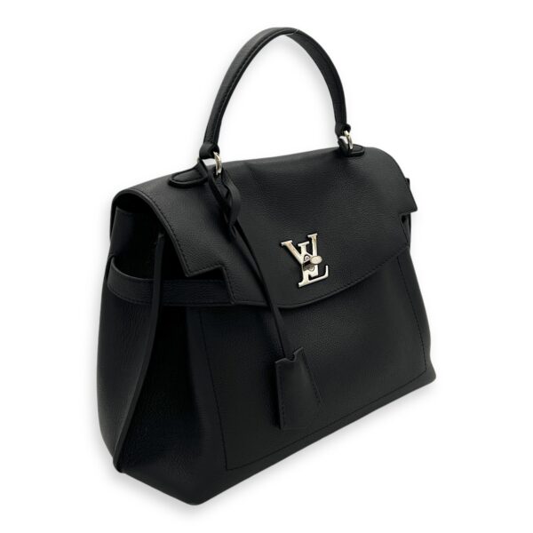 LockMe Ever MM Black Top Handle Bag in Calfskin, Silver hardware - Image 3