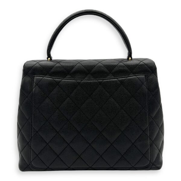 Kelly Top Handle Bag Black in Caviar Leather, Gold hardware - Image 2