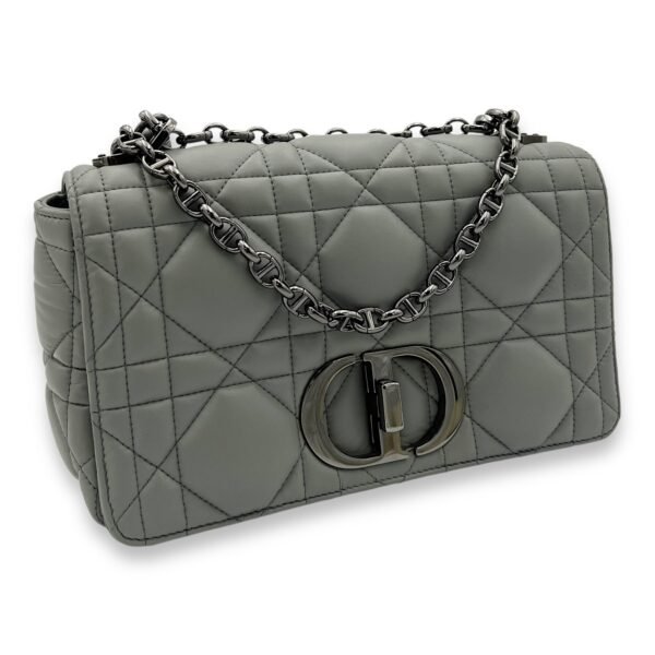 Caro Medium Grey Shoulder Bag in Lambskin, Silver hardware - Image 3