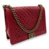 Boy Shoulder Bag Large Red in Calfskin, Gold hardware - Image 3