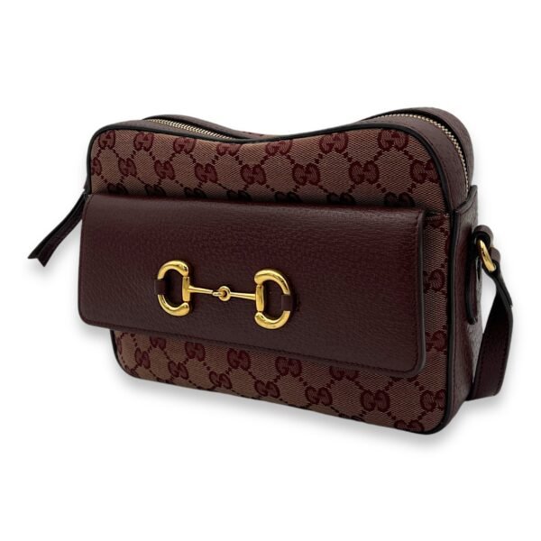 Horsebit 1955 Crossbody Bag Red in Canvas, Gold hardware - Image 3