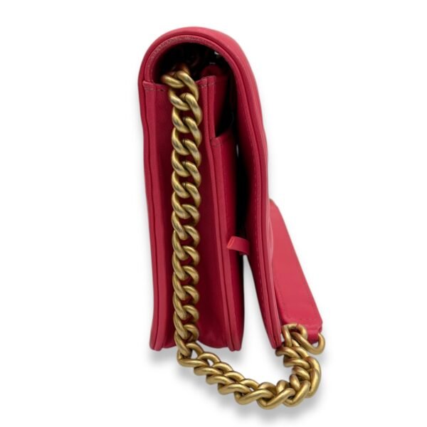 Boy Wallet On Chain Pink in Calfskin, Gold hardware - Image 3