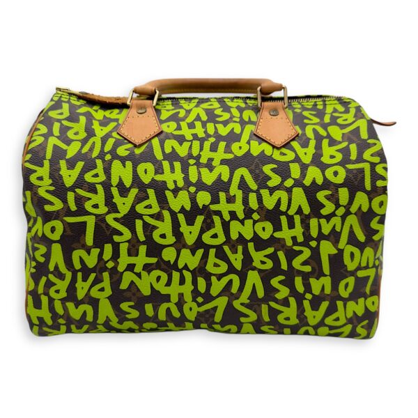 Stephen Sprouse Speedy 30 Green Top Handle Bag in Monogram Coated Canvas, Gold hardware - Image 3