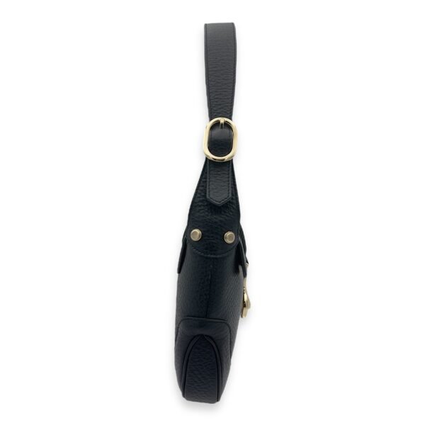 Logo Shoulder Bag Black in Calfskin, Gold hardware - Image 3