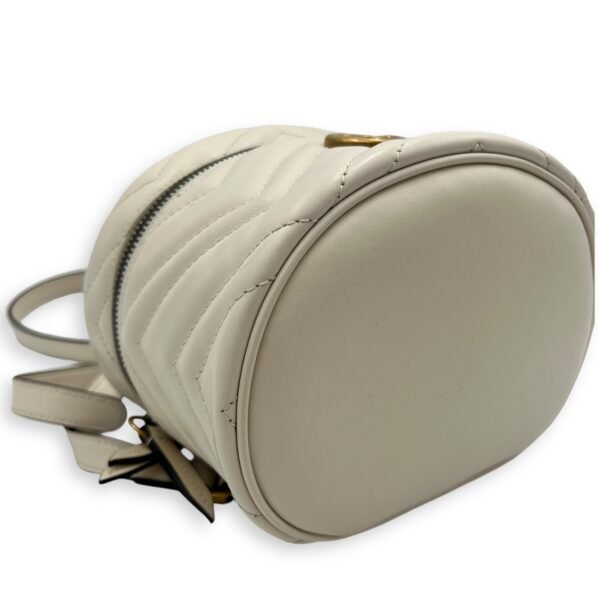 GG Marmont Backpack White in Calfskin, Gold hardware - Image 8