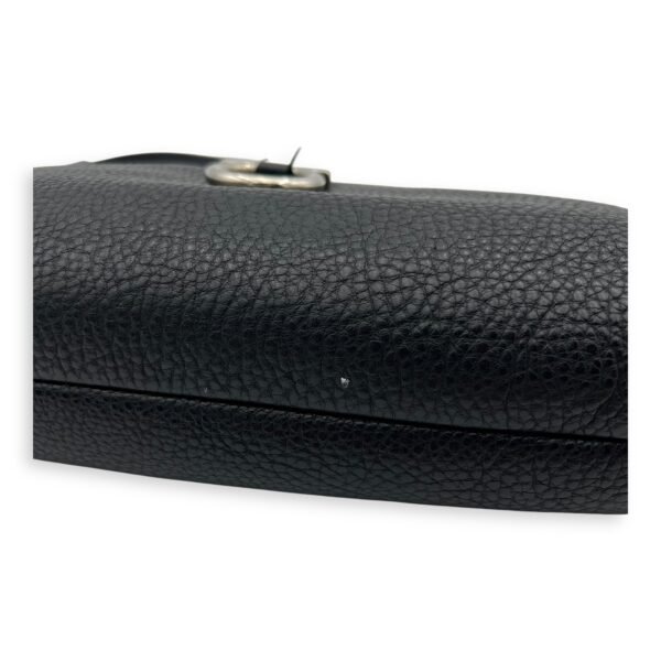Gancini Black Shoulder Bag in Calfskin, Silver hardware - Image 13