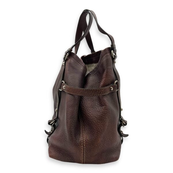 GG Tote Bag Brown in Calfskin, Silver hardware - Image 3