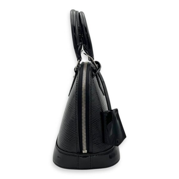 Alma Top Handle Bag BB Black in Patent Leather, Silver hardware - Image 3